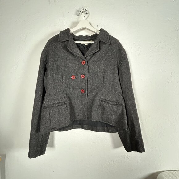 Anne Marie Chavarie Womens Blazer Jacket 100% Wool Double-Breasted Casual Large - Picture 1 of 11